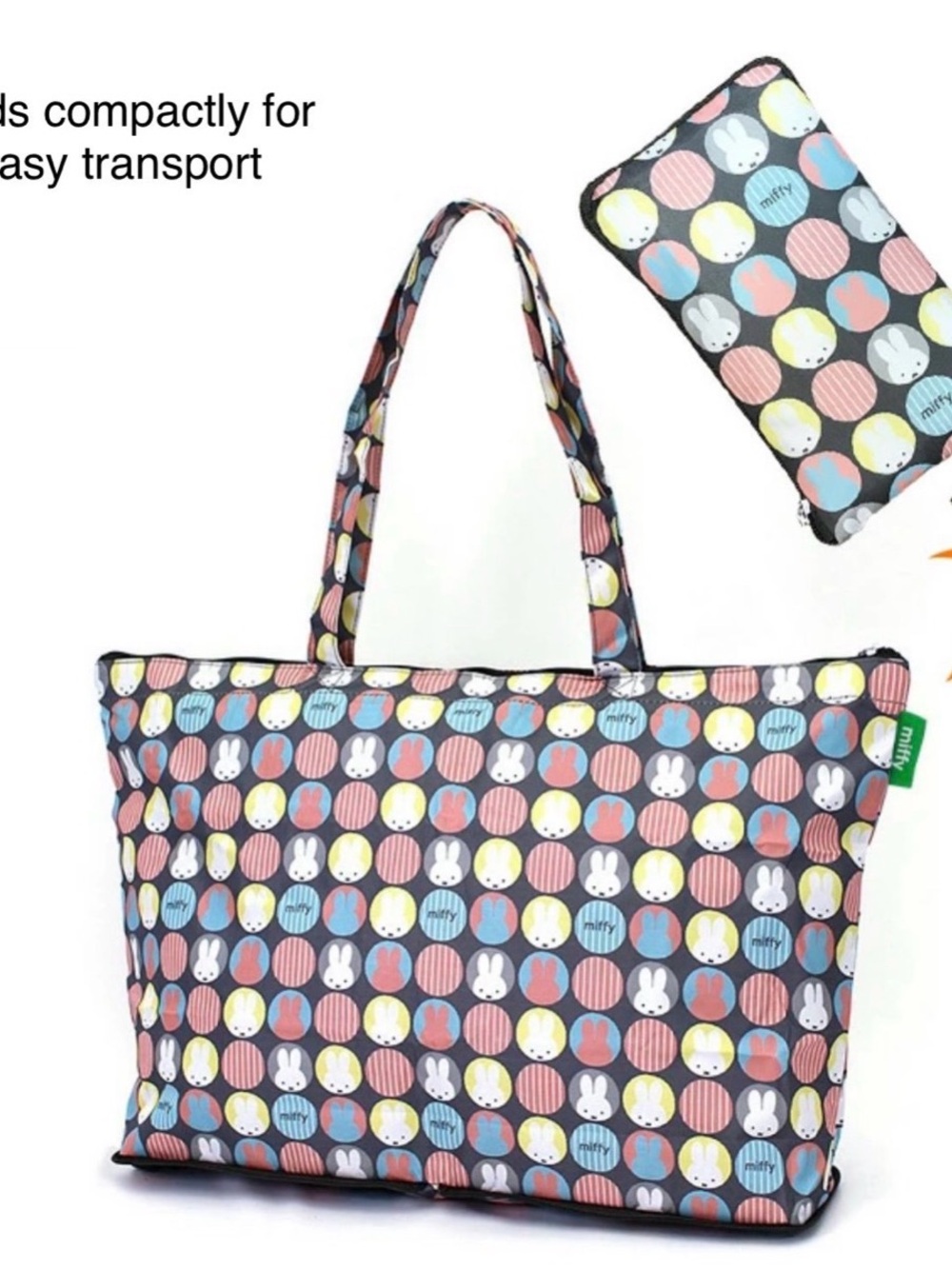 miffy Polka Dot Character Foldable Carry-on Tote